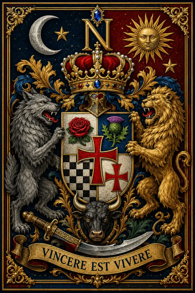 Personal Coat of Arms of Honorary Lord Răzvan Vasile (by marriage) — motto Vincere Est Vivere